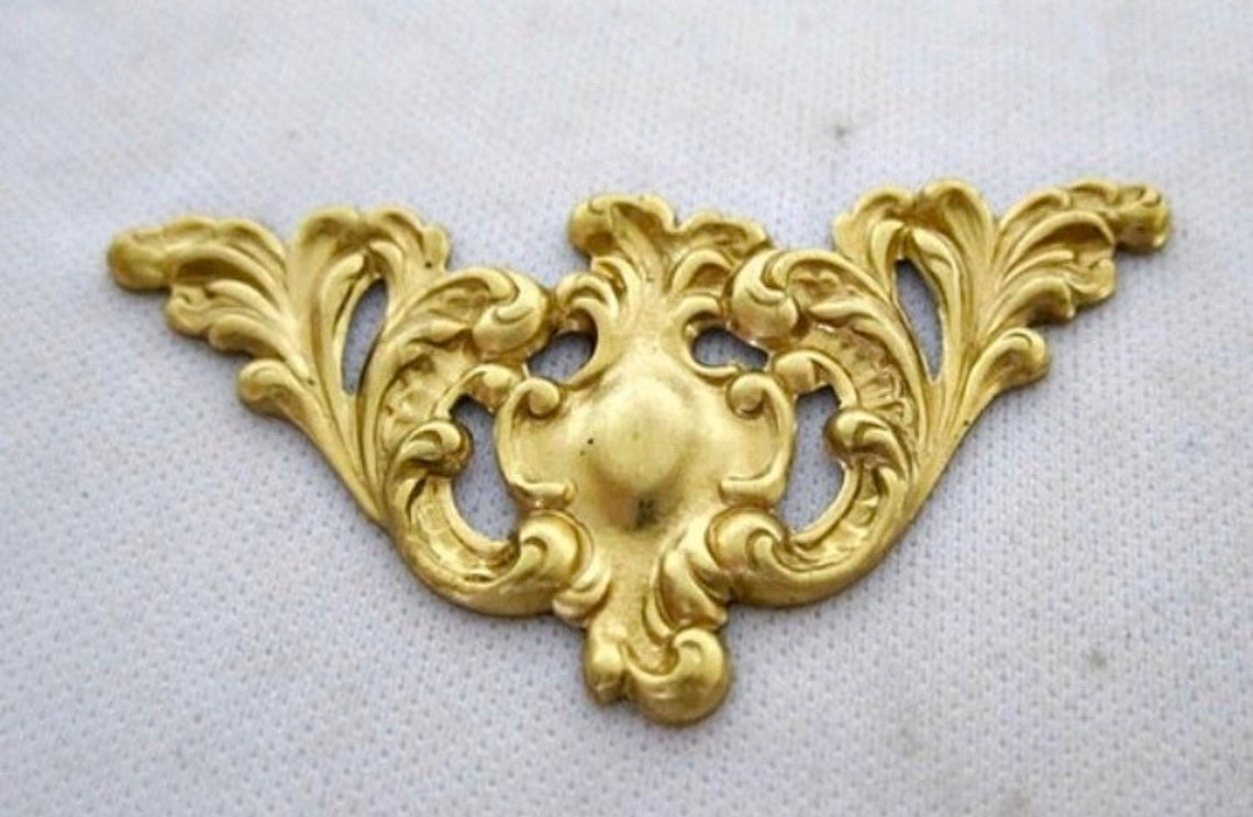 Set of 4 Raw Brass Filigree Corners Art Nouveau / Victorian Etsy