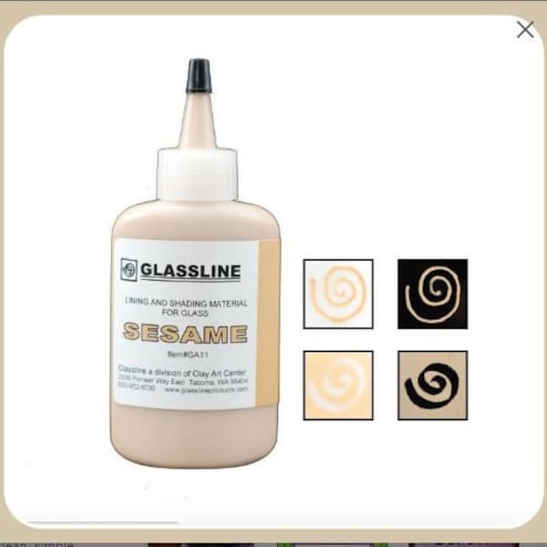 Sesame, Brown,Orange OR Metallic Gold Fusing Paint, Glassline Pen, Lead Free, Food Safe If Fired, 2oz Bottle, Use With System 90 or 96 Glass
