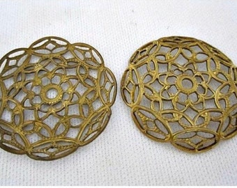 4 Pieces Round Raw Brass Filigree, Brass Stamping, Sal 2549