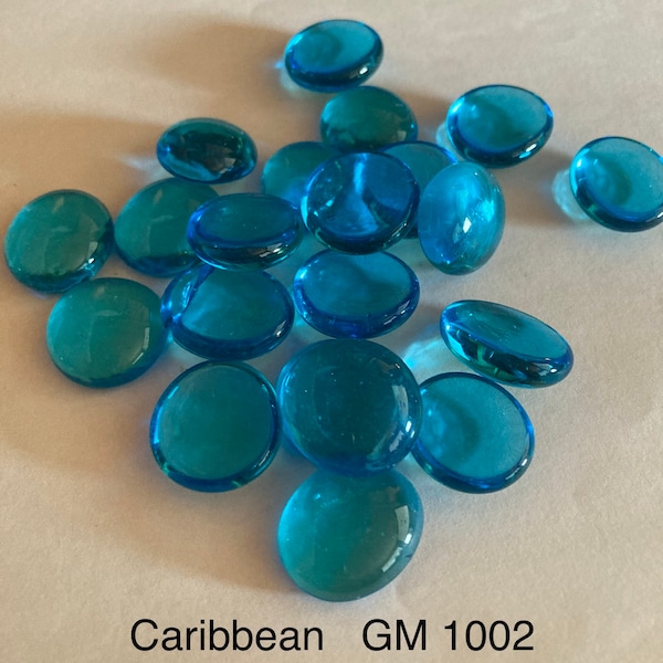25 Medium, Caribbean Blue Glass Cabochon, Glass Nugget, Glass Gem, Approximately 9/16 Inch or 20mm, GM 1002