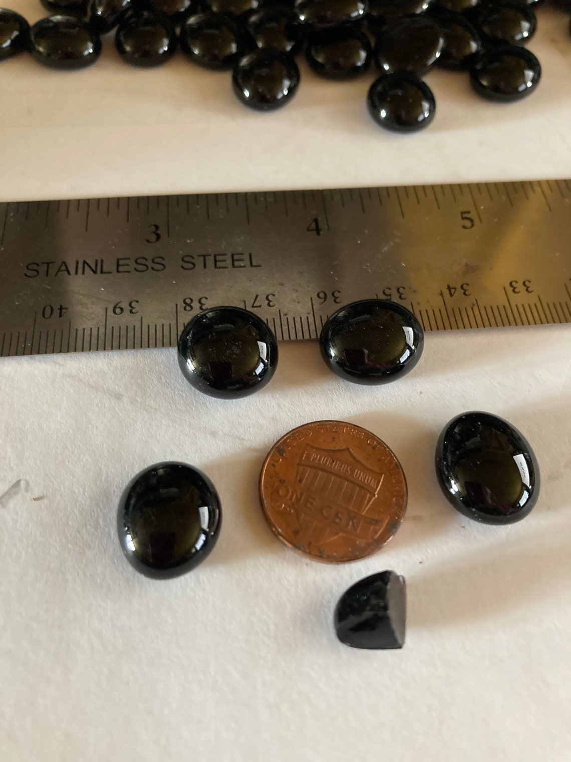 25 MINI Black Opaque Glass Gems Glass Cabochons about Etsy