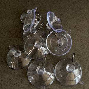 10, Large, 1-1/2 In. Diameter, Suction Cups With Metal Hooks, Sun Catcher  Hangers, Panel Hangers, Window Suction Cups, Plastic Hangers 