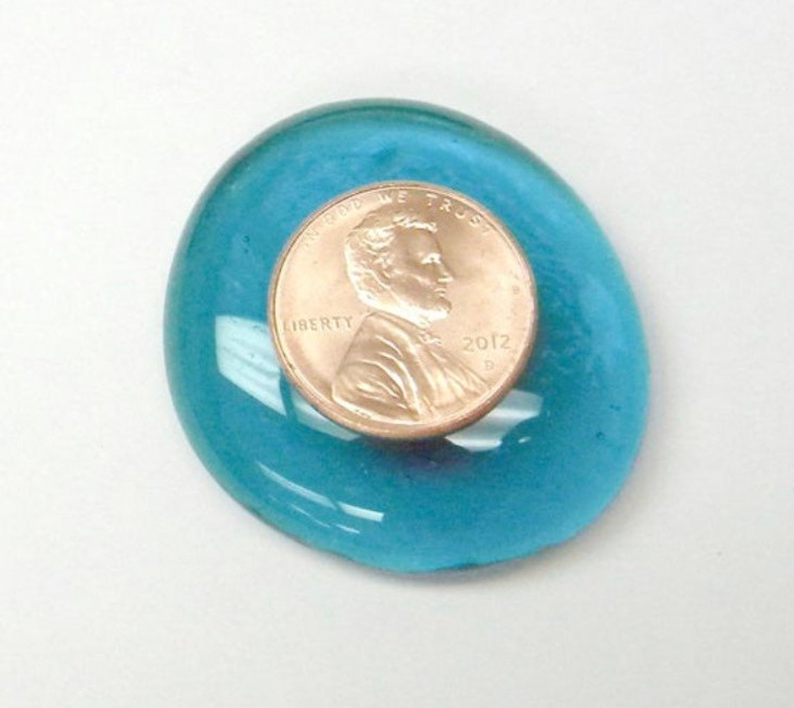 5 Large Teal Translucent Glass Gems Mosaics Craft Supplies Etsy