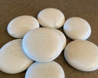 5 White (Non-Iridized), Cabochon, Gems, Glass stones, Glass Pebbles, Approximately 1-1/4 TO 1-1/2"" or about 32-38 mm, OTH 3255