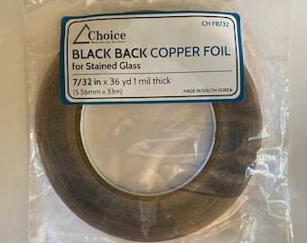 7/32 Wide, Choice Foil, 36 Yards, BLACK Back Copper Foil Tape, Jewelry Supplies, Sun Catchers, Stained Glass Projects