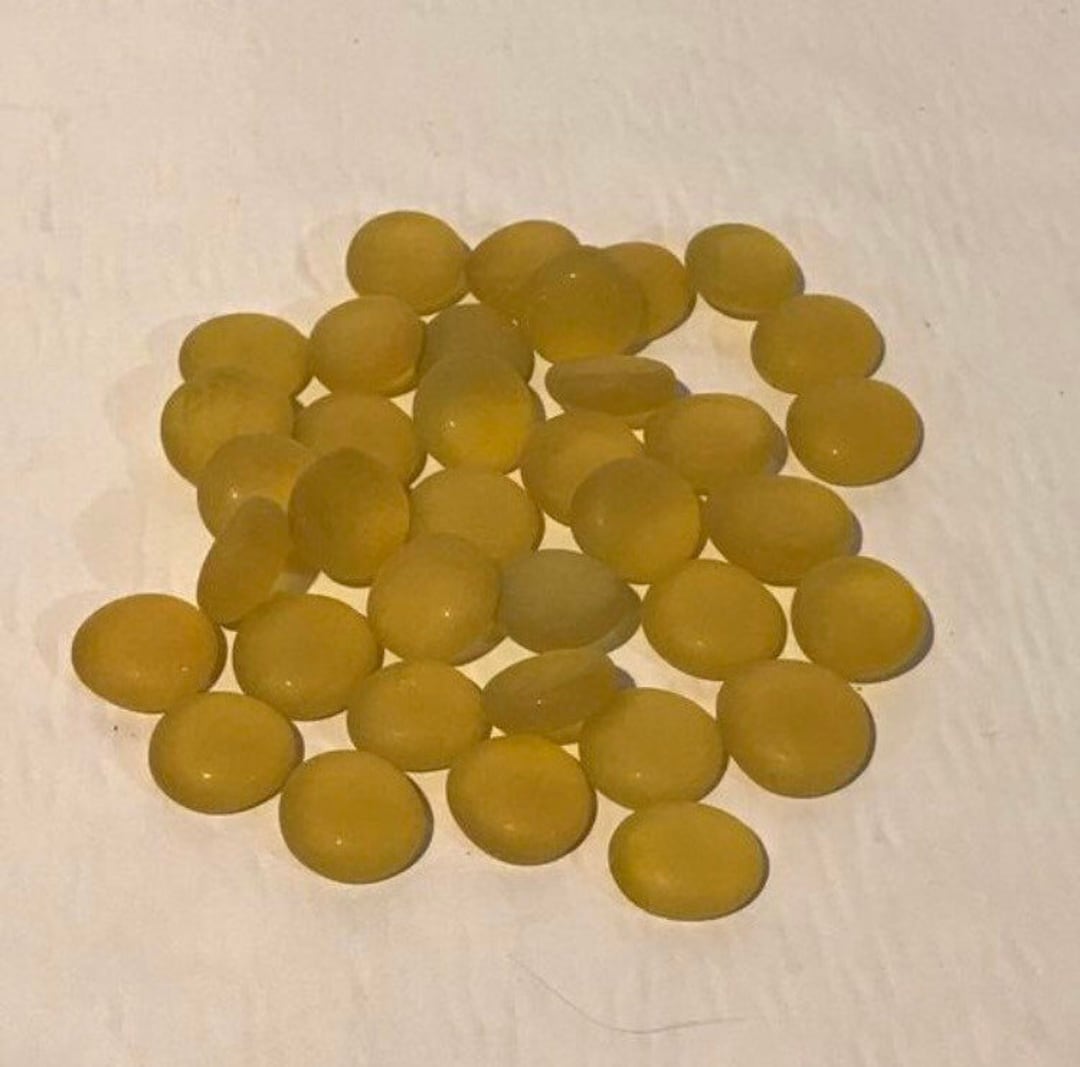 25 Medium Frosted Yellow Glass Nuggets, Glass Gems, Pebbles, Mosaic