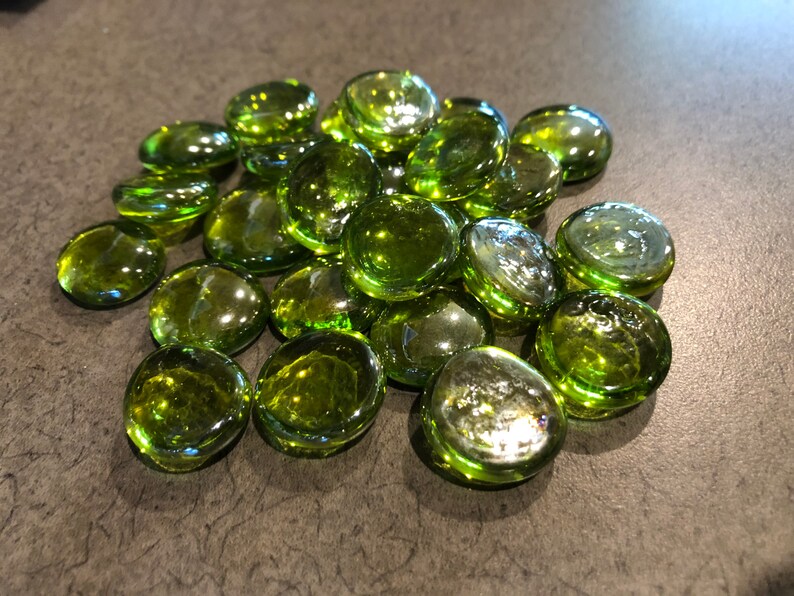25 count Medium Lime Green Iridized Glass Gems Glass Etsy