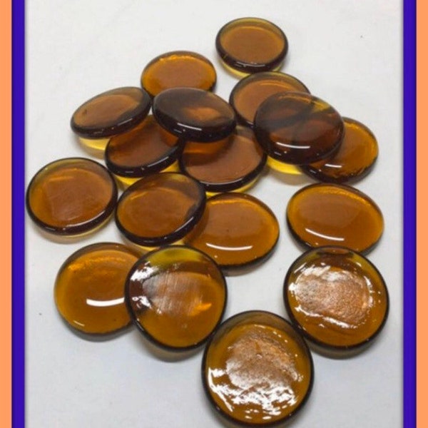 5 Large, Light Amber, Glass Cabochon Gems, Glass Nuggets, Approximately 1 3/8" or 36-42 mm,  GM 3030