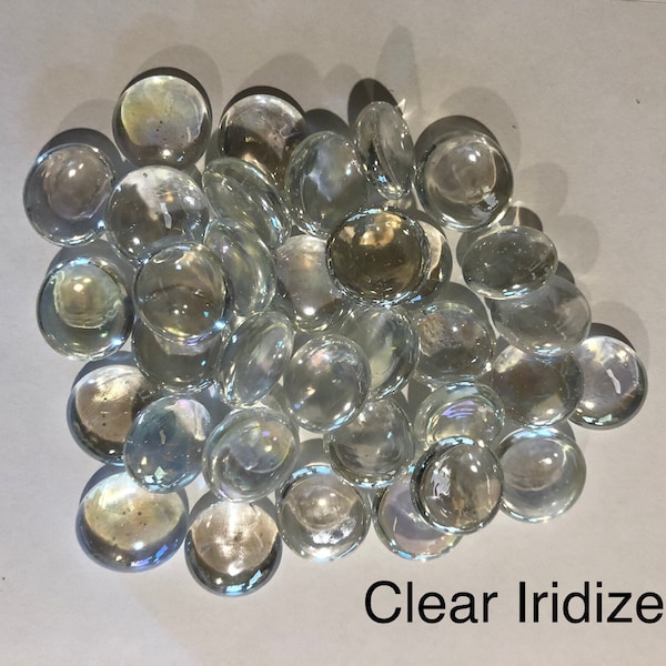 25 Medium Clear Iridized Glass Gems, Jewelry Supplies, Clear Glass Nuggets, Approximately 9/16" or 17mm to 20mm,  GM 1100
