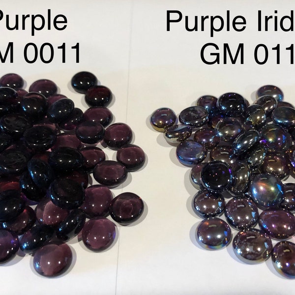 25 Purple or Purple Iridized Mini Glass Nuggets, Glass Gems, Range from about 1/2" to about 5/8" or 9.5mm to 15mm,  GM 0011 OR GM 0111