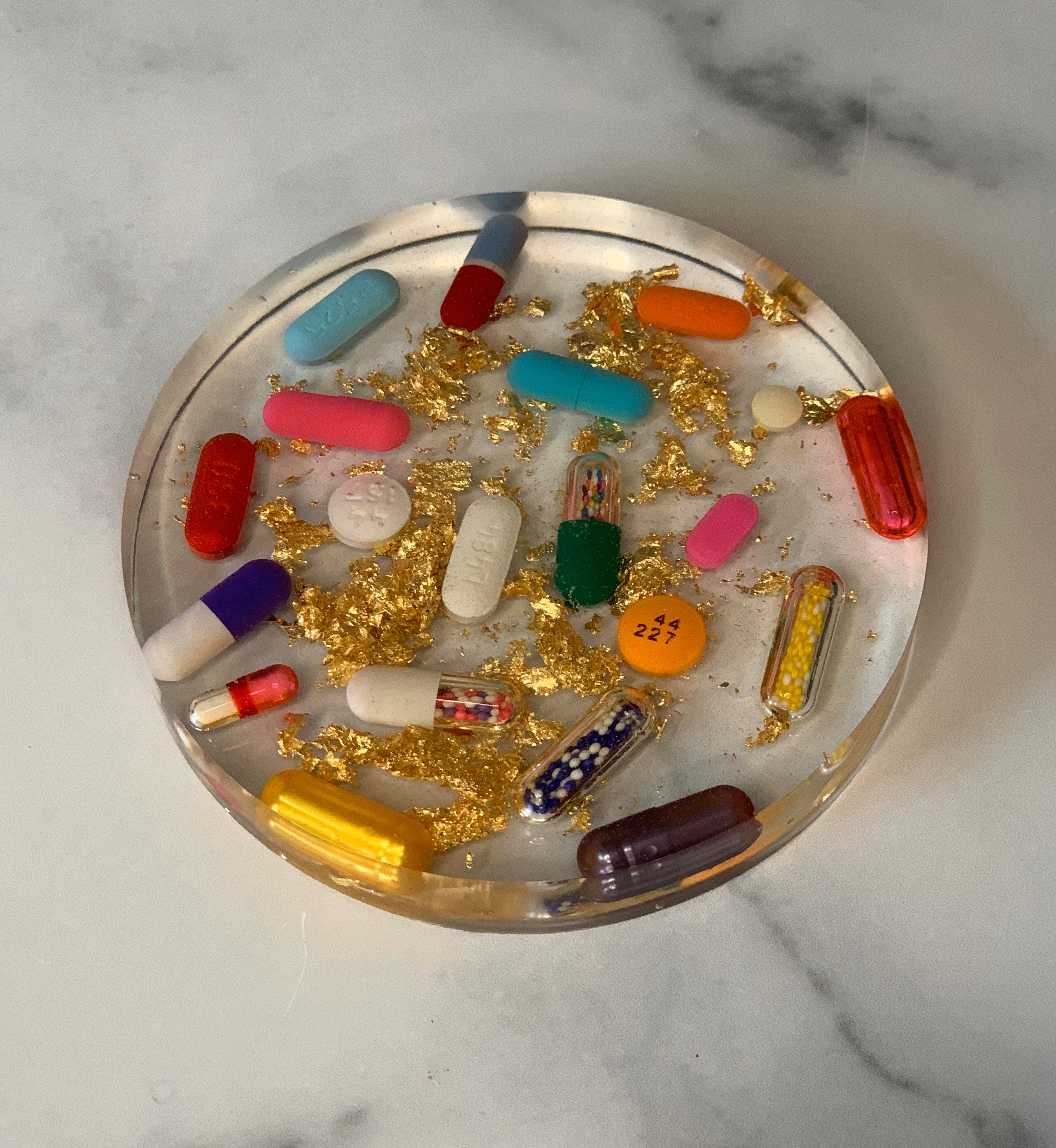 Pill Coaster Gold Flakes