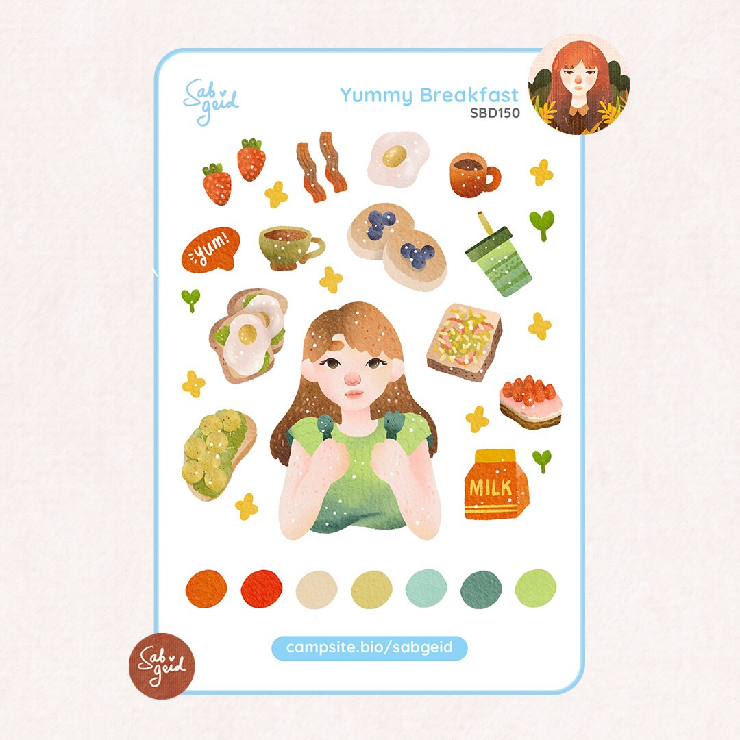 Yummy Breakfast Sticker Sheet for Planners, Penpals, Polco Deco ...