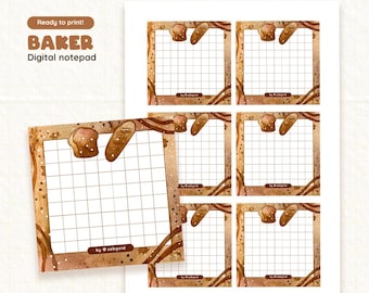 Bread & Baker Digital Notepad | Cozy Bakery-Themed Notes | GoodNotes, Notability, PDF Compatible | Digital Stationery