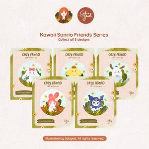 Kawaii Friends Button Pin, Cute Pin, Vintage Pin, Cozy Pin by Sabgeid