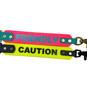 Biothane Leash Wrap | 1.5 Inch | Double Sided | Custom Text and Colors | Service Dog | Leash Warning Clip | Leash Sleeve