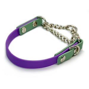 1/2 Inch Biothane Chain Martingale | Small Dog Collar | Silver Only | Durable | Waterproof
