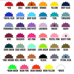 K&ouml;nnte beinhalten: Eine Biothane-Farbkarte mit einer Vielzahl von Farben, darunter Rot, Orange, Gelb, Blau, Gr&uuml;n und Rosa. Die Karte enth&auml;lt Farbbezeichnungen und gibt die Verf&uuml;gbarkeit in 5 cm oder Standard-Biothane an.