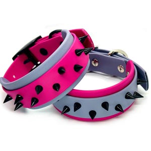 Biothane 1.5 inch Spiked Dog Collar | Colored Spike Collar | Double Layered | Waterproof | Durable