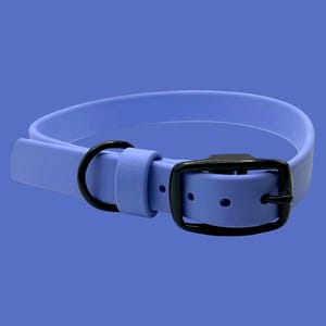 PREMADE Adjustable 3/4&quot; Biothane Dog Collar | Super Heavy Periwinkle Biothane | Fits 15&quot;-18&quot; | Waterproof | Durable | Black Hardware