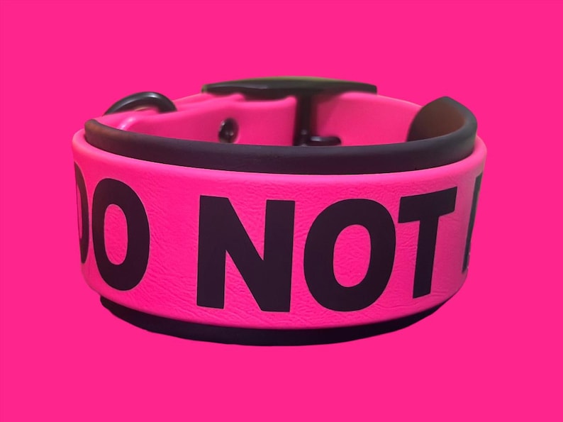 2" Double Layered DO NOT PET Biothane Dog Collar | 2" with a 1.5" Overlay | Reactive Dog | Service Dog | Working Dog | Durable | Waterproof image 3