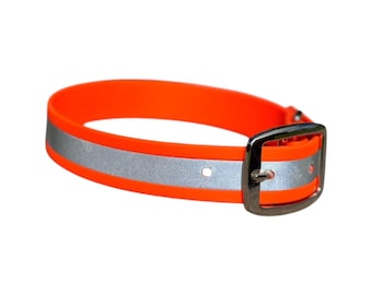 Reflective Biothane Dog Collar | Hunting Dog | Pet Safety | Night Walking Gear | High Visibility | Waterproof