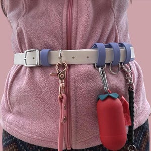Multifunctional Dog Walking Belt | Hands Free Walking Belt | 1.5 Inch Backing w 1" Overlay | 2 O-Rings + 1 D-Ring Adjustable Sliders image 2