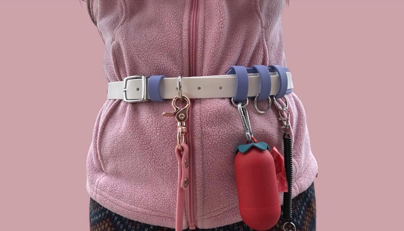 Multifunctional Dog Walking Belt | Hands Free Walking Belt | 1.5 Inch Backing w 1" Overlay | 2 O-Rings + 1 D-Ring Adjustable Sliders image 2