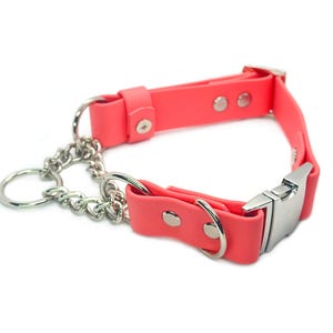 Biothane 1&quot; Chain Martingale Collar | Adjustable | Metal Quick Release Buckle | Half Check Collar | Waterproof | Durable