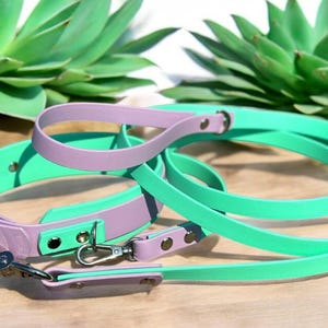 Double Layer 1.5 Inch Biothane Dog Collar and Leash Set | Detachable Handle | Service Dog | Training | Waterproof | Durable | Patent Pending