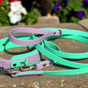 Double Layer 1.5 Inch Biothane Dog Collar and Leash Set | Detachable Handle | Service Dog | Training | Waterproof | Durable | Easy to Clean