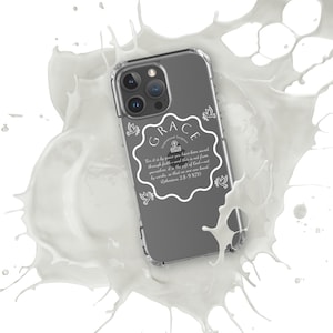 Scripture About Grace Clear Case for iPhone, Bible Verse iPhone Cover, Christian Phone Case, Religious Gift Idea