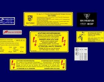 Adesivi per restauro del vano motore della Porsche 924 Turbo.
