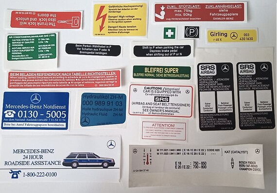 mercedes benz w124 stickers decals restoration engine bay etsy