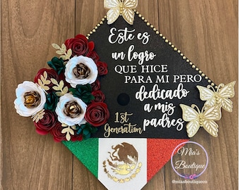 Aangepaste Mexicaanse afstudeerpettopper bloemen zonnebloemrozen