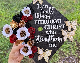 Custom Personalized  Teacher Graduation Cap Topper Custom Personalized Graduation Cap Nurse Floral graduation cap
