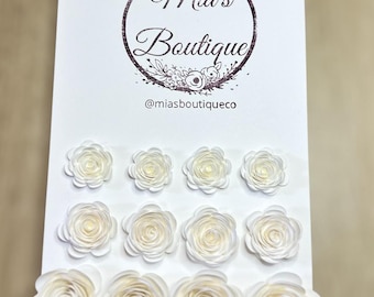 White Paper Rose Set: Handmade Flower Embellishments for Grad Caps