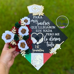 Adorno para birrete de graduación de México personalizado Adorno para birrete de graduación mexicano personalizado Girasoles florales Para Mis Padres