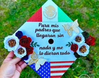 Aangepaste afstudeerpet-topper Mexican Para mis padres