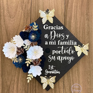 Custom Floral Graduation Cap Topper: Mexican Nurse, Sunflowers