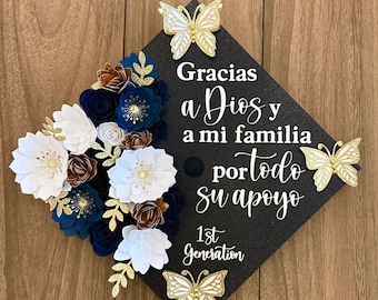 Custom Floral Graduation Cap Topper: Mexican Nurse, Sunflowers