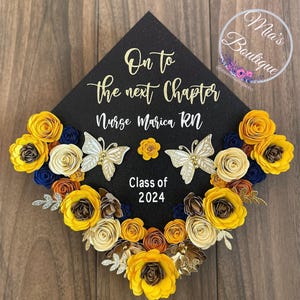 Custom Graduation Cap Topper: Sunflower Flowers, Personalized Design