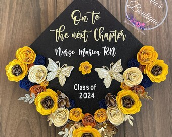 Custom Graduation Cap Topper: Sunflower Flowers, Personalized Design