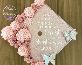 Custom nurse graduation cap topper - Personalized graduation cap topper flowers