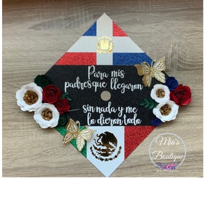 Custom Graduation Cap Topper Dominican Republic Grad Cap Personalized Floral Sunflowers