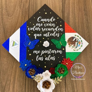 Custom Graduation Cap Topper Nicaragua - Nicaraguan Personalized Graduation Cap Floral Para Mis Padres