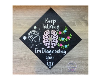 Afstudeerpet-topper psychologie Aangepast gepersonaliseerde psychologie Brain Major afstudeerpet bloemen