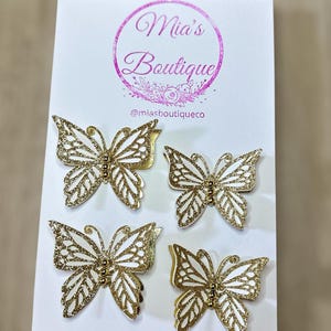 Mariposas blancas y doradas, proyecto de manualidades DIY, conjunto de 4 adornos decorativos de mariposas rojas y doradas