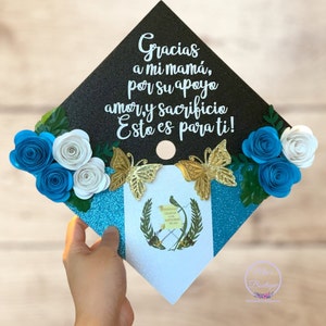 Guatemala Custom Graduation Cap Topper Guatemala Floral Sunflower Para Mis Padres Guatemalan Floral Graduation Cap