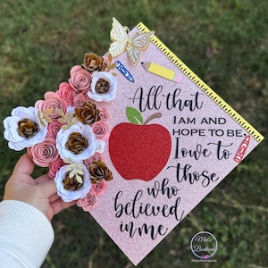 Custom Personalized Teacher Graduation Cap Flowers Graduation cap topper grad cap
