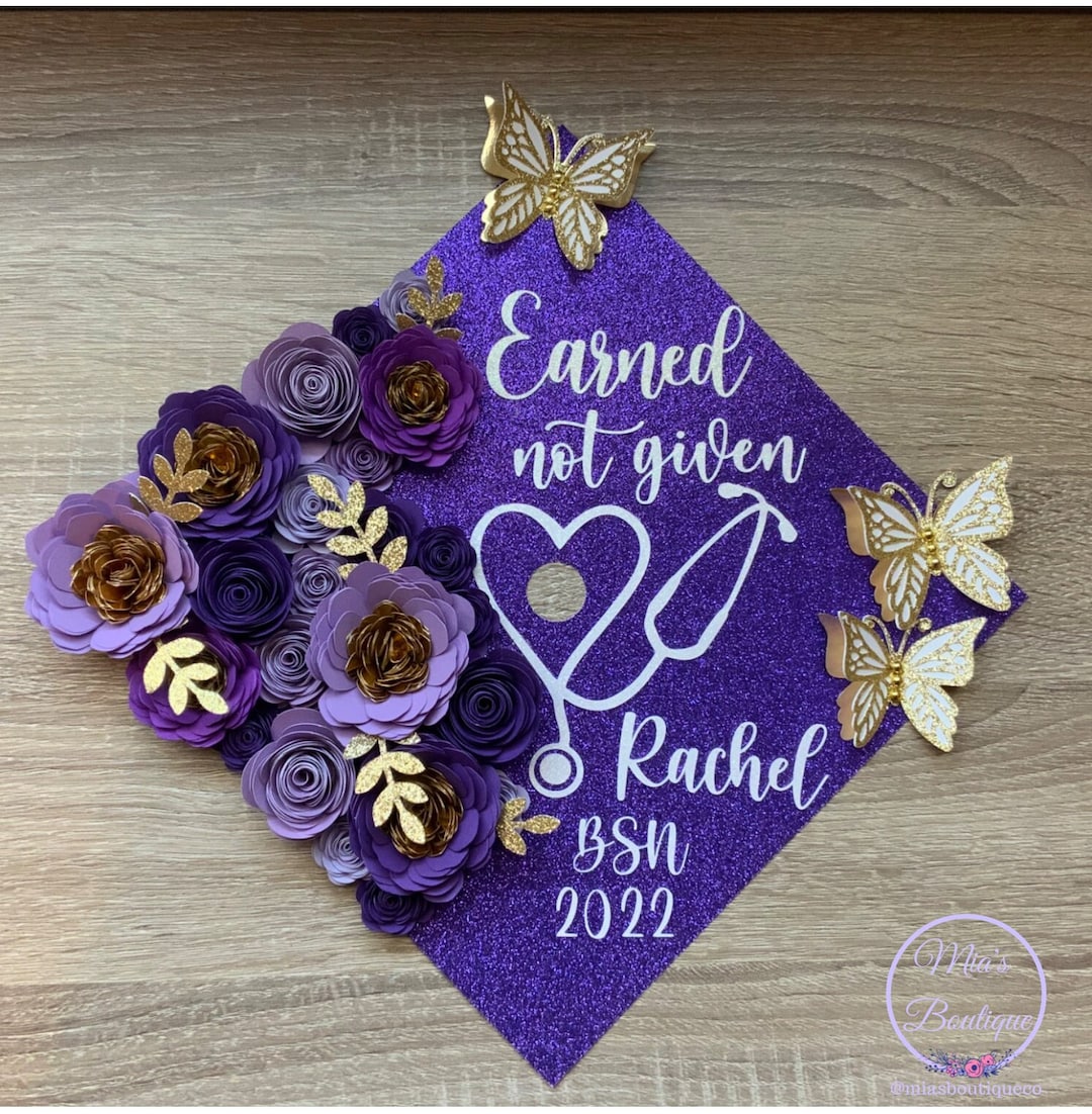 Personalized Nurse Graduation Cap Cover Custom Graduation Cap Floral ...